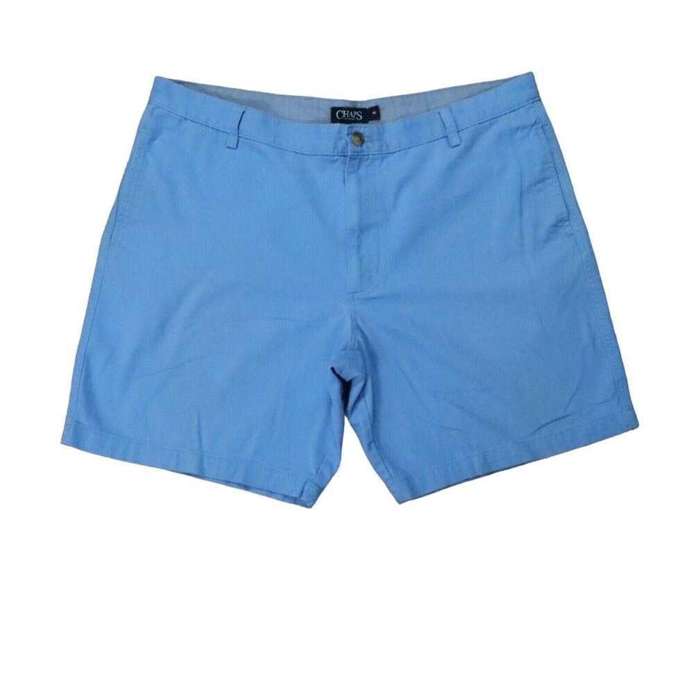 CHAPS Shorts Men's Chinos Flat Front Slit Pockets  Cotton Button Close Blue 40